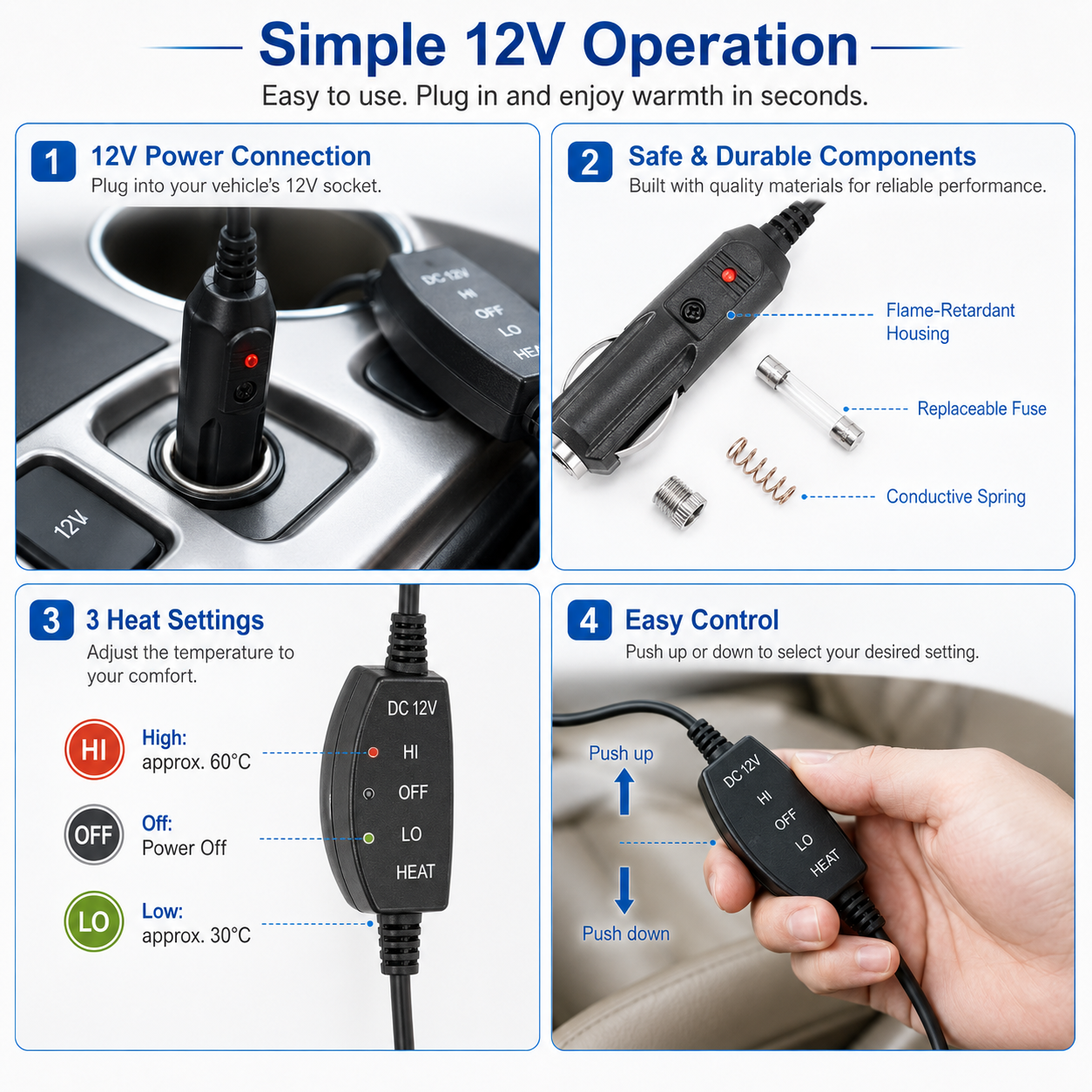 Warm Seat - Heated Car Seat Cushion, 12V, Warm, Adjustable Temperature