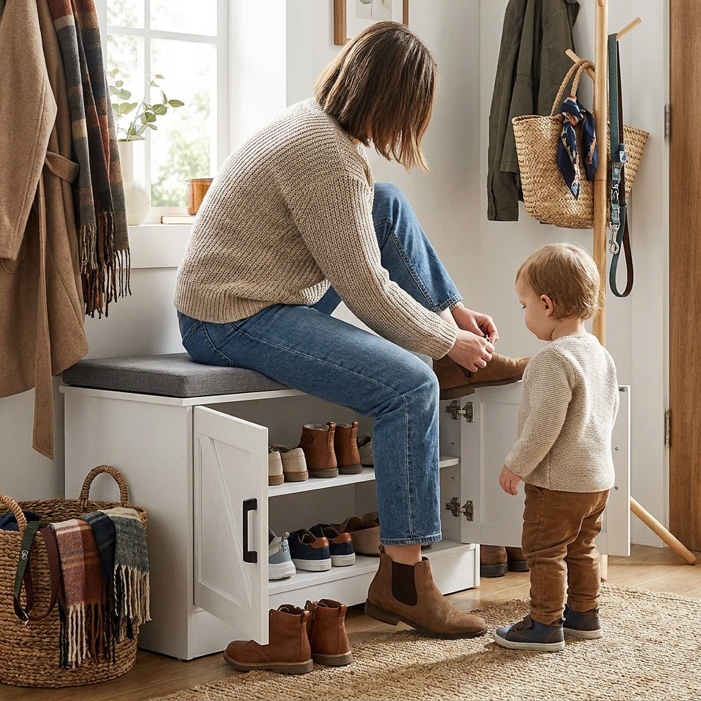 Wooden Shoe Storage Cabinet, For Living Room Storage